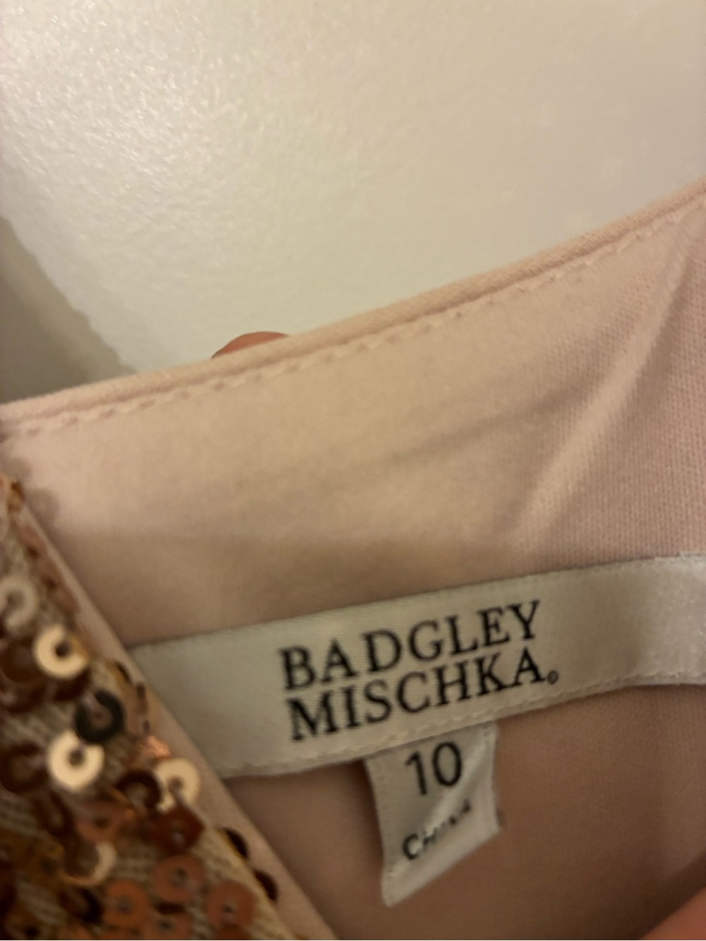 Badgley Mischka Gold Sequin Spaghetti-Strap Maxi Gown - Picture 5 of 5